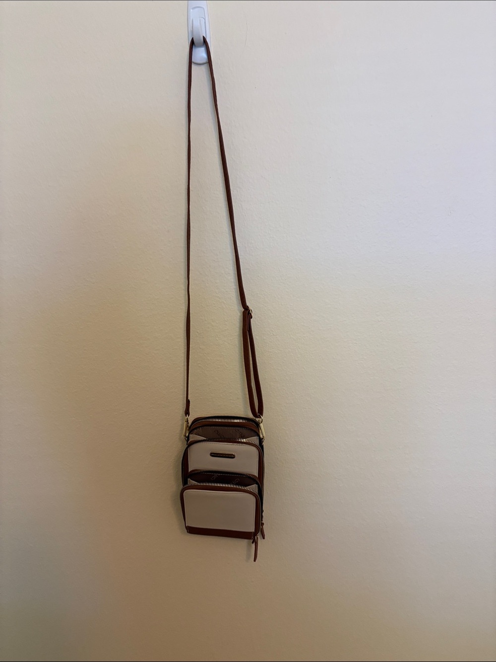 Two-Tone Crossbody Bag — Brown and Cream